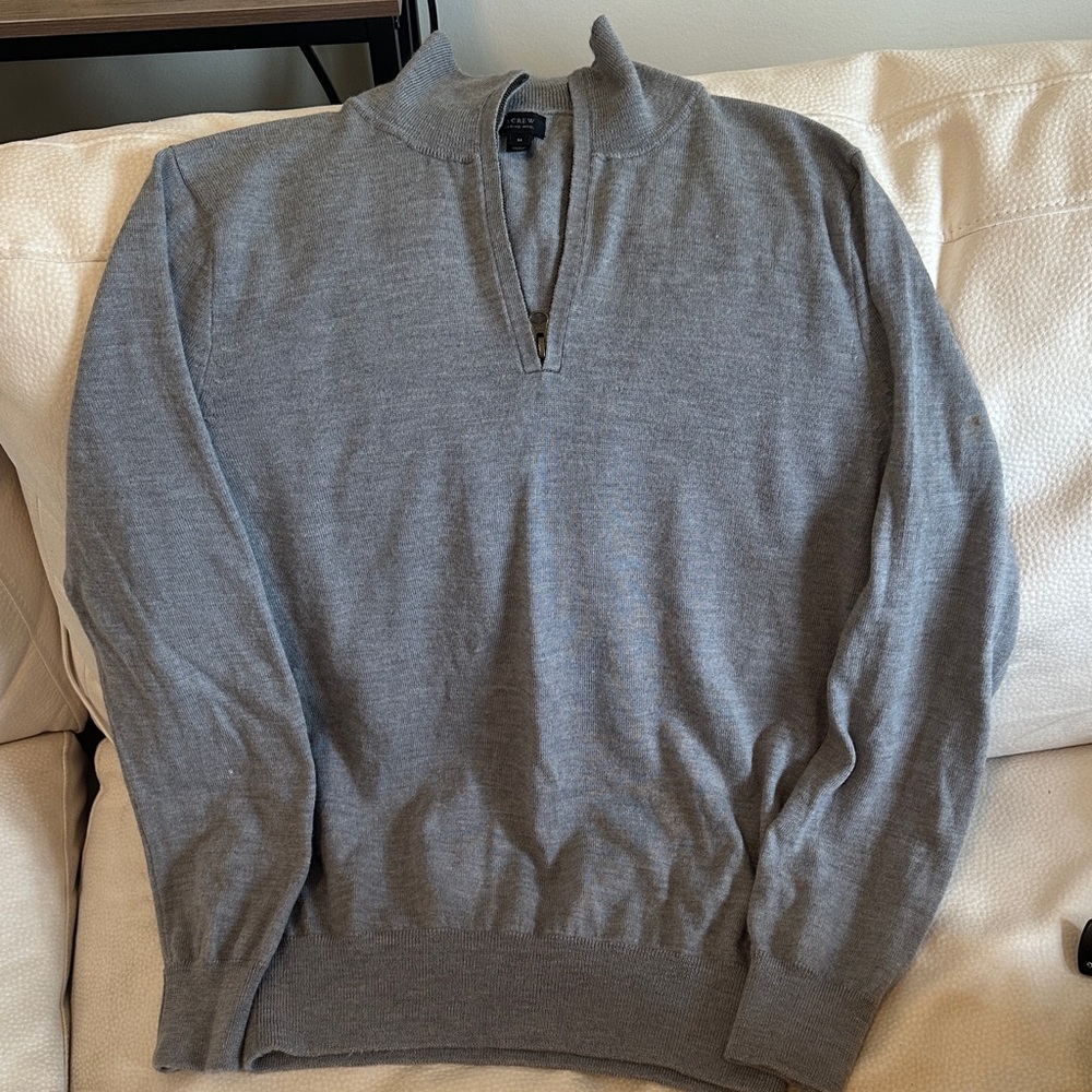 J. Crew Gray Zip Up Sweater with Mock Neck